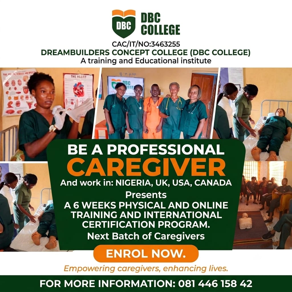 DBC College programme announcement: a 6-week physical and online caregiver training and certification program
